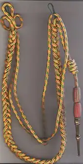 Fourragère of the Médaille militaire with olives of the Croix de Guerre 1914-1918 and 1939-1945