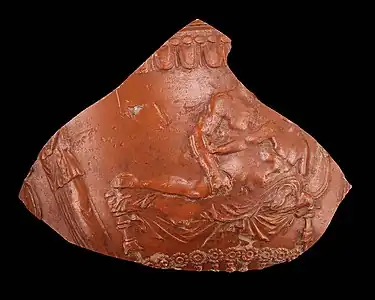 Sex between two males. Fragment of Arretine bowl. 1st century BCE