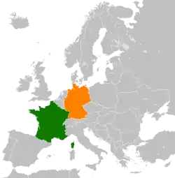 Map indicating locations of France and Germany