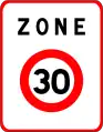 Zone 30 entry in France with 30&nbsp;km/h speed limit