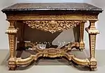 Baroque pier table; 1685–1690; carved, gessoed, and gilded wood, with a marble top; 83.6 × 128.6 × 71.6&nbsp;cm; Art Institute of Chicago (US)