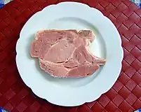 Salted and boiled pork kotelett