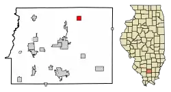 Location of Ewing in Franklin County, Illinois.