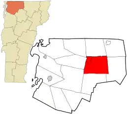 Location in Franklin County and the state of Vermont.