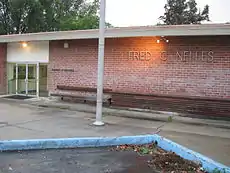 Entrance where persons are searched and controlled when entering or leaving facility