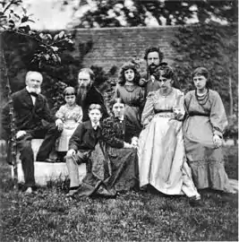 Morris and Burne-Jones Families, Jenny seated far right, photographed by Frederick Hollyer,  1874