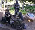 Bronze statue "Lasting Friendship" in Fredericksburg park commemorating the peace treaty between local settlers and the Comanche.