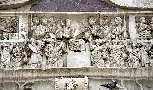 Frieze on the Arch of Constantine, depicting Constantine I distributing gifts to the people