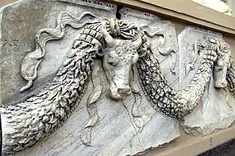 Frieze with festoons and bucrania, in the Ephesus Archaeological Museum (Selçuk, Turkey)