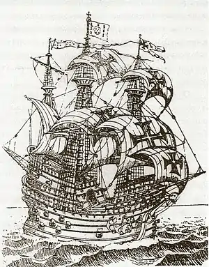 Famous nau Frol de la Mar (launched in 1501 or 1502), in the 16th-century "Roteiro de Malaca"