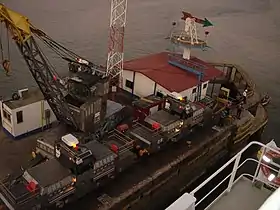 Link, pin and buffer on rail crane