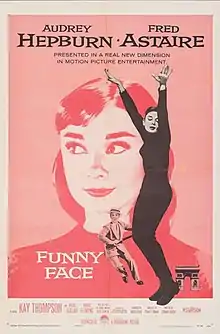 Poster of the 1957 film Funny Face, featuring Audrey Hepburn in a black turtleneck