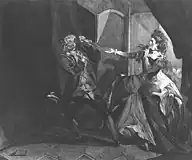 Henry Fuseli's 1766 depiction of Garrick and Mrs. Pritchard, with the daggers.