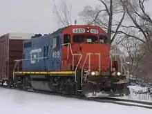 This GTW rebuilt GP9 4619 is heading south on the Kalamazoo spur in Kalamazoo, MI.