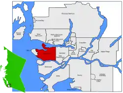 Location of Vancouver in Metro Vancouver