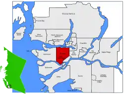 Location of Burnaby