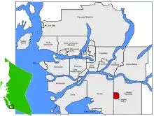 Location of Langley in Metro Vancouver