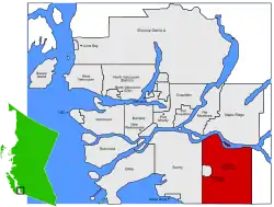Location of Langley Township in Metro Vancouver
