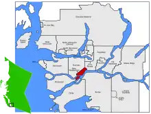 Location of New Westminster in Metro Vancouver