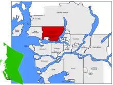 Location of District of North Vancouver in Metro Vancouver