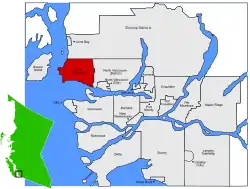 Location of West Vancouver in Metro Vancouver