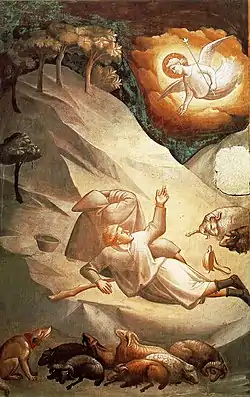 Taddeo Gaddi painted the first large night scene in this Annunciation to the Shepherds.