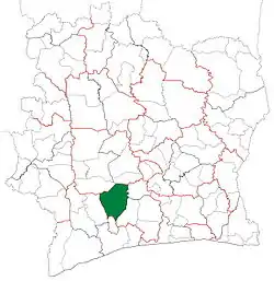 Location in Ivory Coast. Gagnoa Department has had these boundaries since 1980.