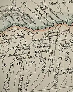 Galgaï-Yurt on major-general Khatow's&nbsp;[ru] map in 1826.