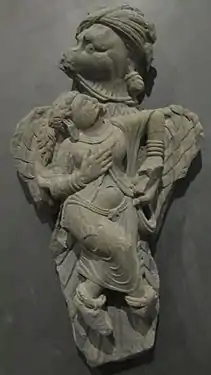 Garuda's abduction of Queen Kakati. Greco-Buddhist art or Gandhara. 200-400 CE.