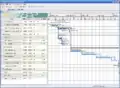 Gantt chart view of HouseBuilding sample project opened in GanttProject 2.0.10