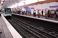 MF 67 rolling stock on Line 5 at Gare du Nord