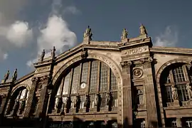 The Gare du Nord, designed to be one of the new gateways to Paris, with an iron framework combined with allegorical statues of French cities
