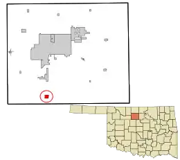 Location in Garfield County and the state of Oklahoma