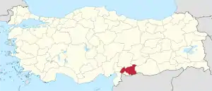 Location of Gaziantep Province in Turkey