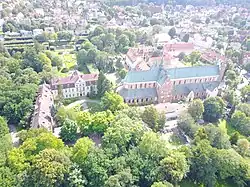 Aerial view of the Cistercian-Cathedral complex in Oliwa