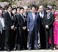 Generations with Prime Minister Shinzo Abe in April 2019