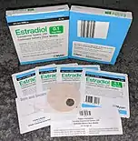 Generic estradiol (Mylan) 100&nbsp;μg/day once-weekly transdermal patches.