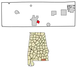 Location of Eunola in Geneva County, Alabama.