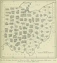 Map of wheat acreage, Ohio, 1923