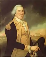 Painting of George Washington showing three star insignia. He was posthumously promoted to the rank of General of the Armies of the United States in 1976