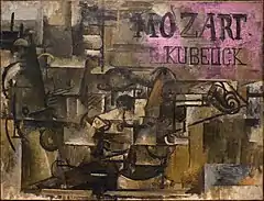 Georges Braque, Violin: "Mozart Kubelick", 1912, oil on canvas, 45.7 × 61&nbsp;cm, Metropolitan Museum of Art