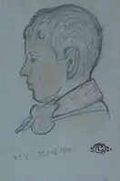 Profile of a young boy, colored drawing (1911)