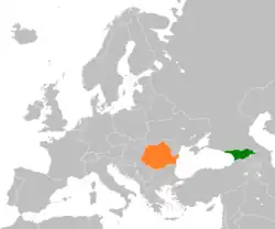 Map indicating locations of Georgia and Romania