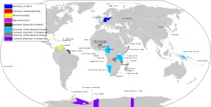 Detailed map of Colonies and Colonial Claims established by German States throughout History