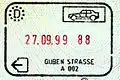 Exit stamp for road travel, issued at Guben