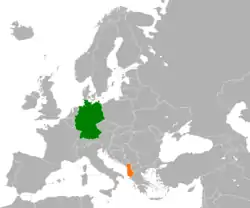 Map indicating locations of Germany and Albania