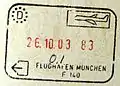 Exit stamp for air travel, issued at Munich Airport