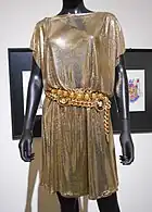 Loosely draped straight-necked minidress with short sleeves