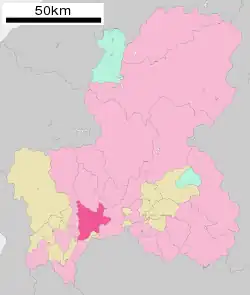 Location of Gifu in Gifu Prefecture