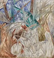 The glass; by Mikhail Larionov; 1912; oil on canvas; 104 × 97&nbsp;cm (40.9 × 38.1 in.); Solomon R. Guggenheim Museum (New York City)